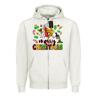 Oatmeal Heather merry christmas hair Zipper Hoodie - MaliasSmallBusiness