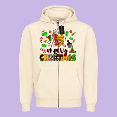 Zipper Hoodie merry christmas hair