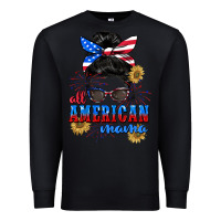 Black All American Mama 4th of July Premium Sweatshirt - CowGirlArtShop