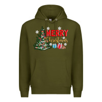 Army Green merry christmas tree Premium Hoodie - AdoDesignShop
