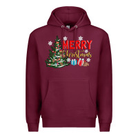 Burgundy merry christmas tree Premium Hoodie - AdoDesignShop