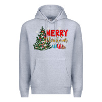 Heather Grey merry christmas tree Premium Hoodie - AdoDesignShop