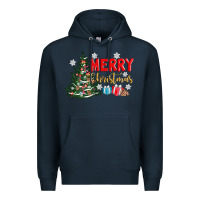 Navy merry christmas tree Premium Hoodie - AdoDesignShop
