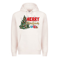 Pale Pink merry christmas tree Premium Hoodie - AdoDesignShop