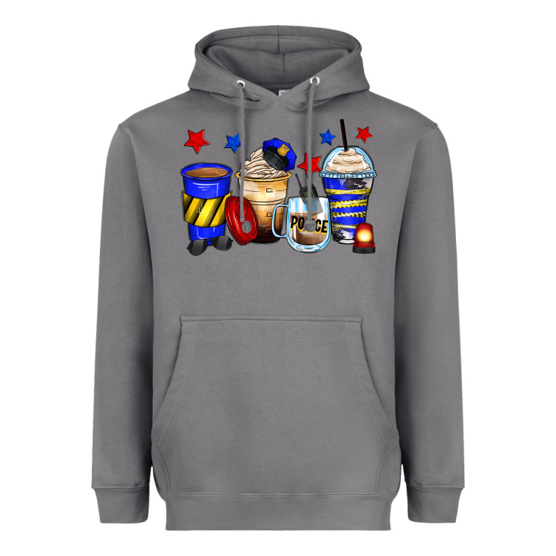 Police Coffee Cups Heavyweight Hoodie by Zillion Design Studio | Teevron