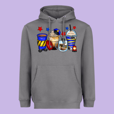 Police Coffee Cups Heavyweight Hoodie Designed By Zillion Design Studio