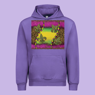 Mardi Gras  Leopard Pink Glitter Urban Hoodie Designed By Barkaloodesign