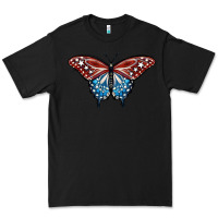Black Patriotic American Butterfly Premium Tee - LillyAllenDesigns