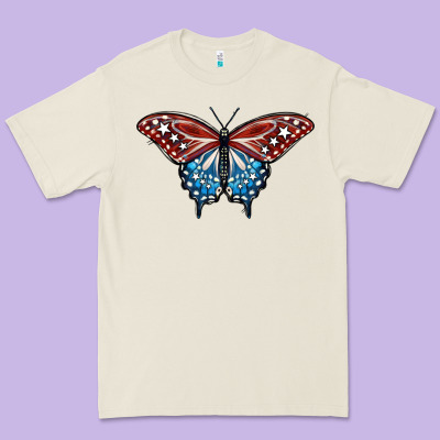 Patriotic American Butterfly Premium Tee Designed By Lillyallendesigns