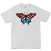 Dove Grey Patriotic American Butterfly Premium Tee - LillyAllenDesigns