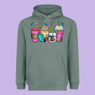 Mother's Day Coffee Cups Heavyweight Hoodie Designed By Zillion Design Studio