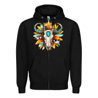 Black Western bull skull sunflower Zipper Hoodie - MaliasSmallBusiness