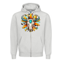 Dove Grey Western bull skull sunflower Zipper Hoodie - MaliasSmallBusiness