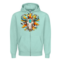 Western Bull Skull Sunflower Zipper Hoodie | Teevron
