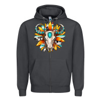 Smoke Western bull skull sunflower Zipper Hoodie - MaliasSmallBusiness