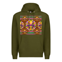 Army Green mardi gras sunflowers fleur, de lis glitter leopard background Premium Hoodie - Artiststas