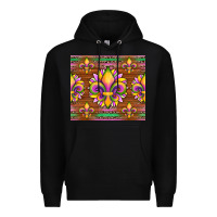 Black mardi gras sunflowers fleur, de lis glitter leopard background Premium Hoodie - Artiststas