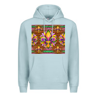 Blue Mist mardi gras sunflowers fleur, de lis glitter leopard background Premium Hoodie - Artiststas