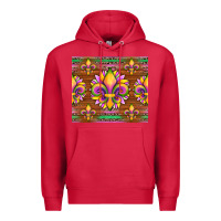 Cardinal mardi gras sunflowers fleur, de lis glitter leopard background Premium Hoodie - Artiststas