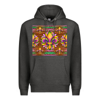 Charcoal Heather mardi gras sunflowers fleur, de lis glitter leopard background Premium Hoodie - Artiststas