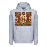 Heather Grey mardi gras sunflowers fleur, de lis glitter leopard background Premium Hoodie - Artiststas