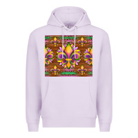 Lilac mardi gras sunflowers fleur, de lis glitter leopard background Premium Hoodie - Artiststas