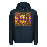 Navy mardi gras sunflowers fleur, de lis glitter leopard background Premium Hoodie - Artiststas
