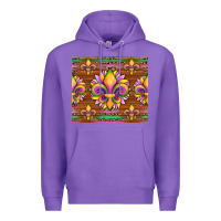 Purple mardi gras sunflowers fleur, de lis glitter leopard background Premium Hoodie - Artiststas