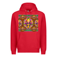 Red mardi gras sunflowers fleur, de lis glitter leopard background Premium Hoodie - Artiststas