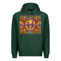 Sports Green mardi gras sunflowers fleur, de lis glitter leopard background Premium Hoodie - Artiststas