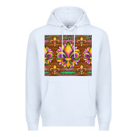 White mardi gras sunflowers fleur, de lis glitter leopard background Premium Hoodie - Artiststas