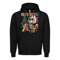 Black dead inside but jolly as fuck Zipper Hoodie - MaliasSmallBusiness