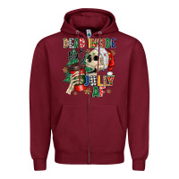Burgundy dead inside but jolly as fuck Zipper Hoodie - MaliasSmallBusiness
