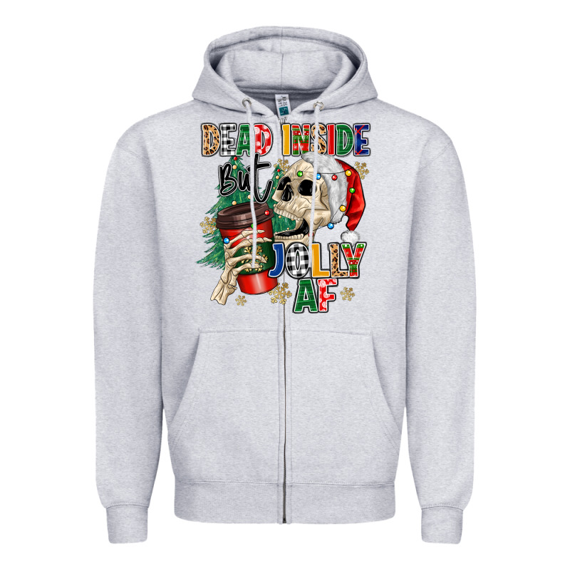 Dead Inside But Jolly As Fuck Zipper Hoodie by MaliasSmallBusiness | Teevron