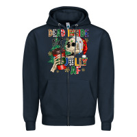 Navy dead inside but jolly as fuck Zipper Hoodie - MaliasSmallBusiness
