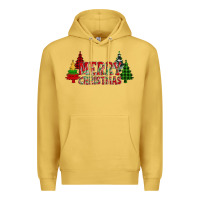 Antique Gold merry christmas glitter plaid trees Premium Hoodie - AdoDesignShop