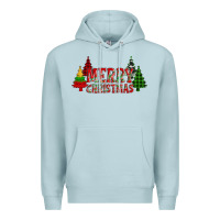 Blue Mist merry christmas glitter plaid trees Premium Hoodie - AdoDesignShop