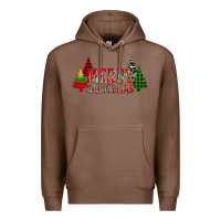 Chestnut merry christmas glitter plaid trees Premium Hoodie - AdoDesignShop