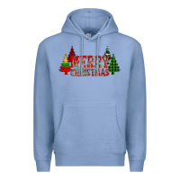 Colony Blue merry christmas glitter plaid trees Premium Hoodie - AdoDesignShop