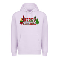 Lilac merry christmas glitter plaid trees Premium Hoodie - AdoDesignShop