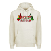 Oatmeal Heather merry christmas glitter plaid trees Premium Hoodie - AdoDesignShop