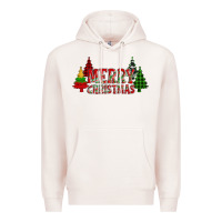 Pale Pink merry christmas glitter plaid trees Premium Hoodie - AdoDesignShop