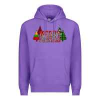 Purple merry christmas glitter plaid trees Premium Hoodie - AdoDesignShop