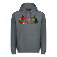 Rock merry christmas glitter plaid trees Premium Hoodie - AdoDesignShop