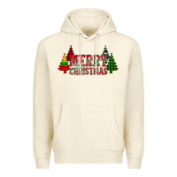 Sandshell merry christmas glitter plaid trees Premium Hoodie - AdoDesignShop