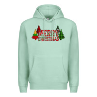 Seafoam merry christmas glitter plaid trees Premium Hoodie - AdoDesignShop