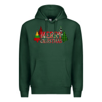 Sports Green merry christmas glitter plaid trees Premium Hoodie - AdoDesignShop