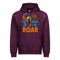 Mauve Wine i'm three hear me roar dinosaur birthday Urban Hoodie - LillyAllenDesigns