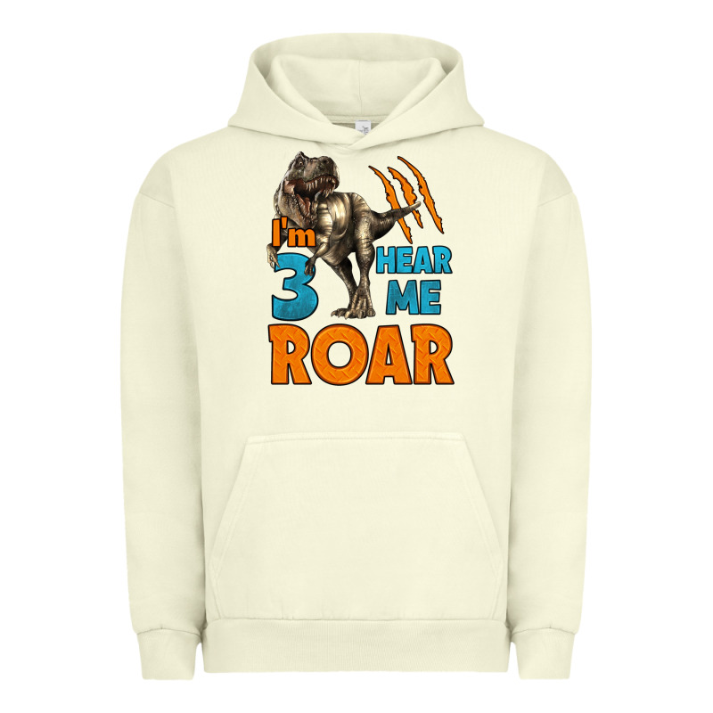 I'm Three Hear Me Roar Dinosaur Birthday Urban Hoodie by LillyAllenDesigns | Teevron