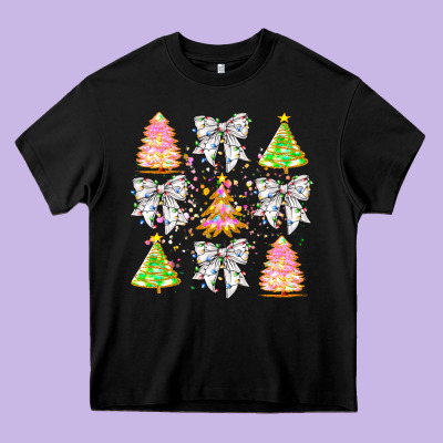 Christmas Trees And Bow Heavy Core Tee Designed By Cowhidedigitalart